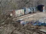 Blurry hard tele shot of CSX L206 approaching ND Cabin